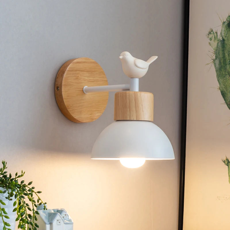 Vaxreen Wooden LED Wall Sconce with Bulb, Modern Nordic Design for Home Lighting
