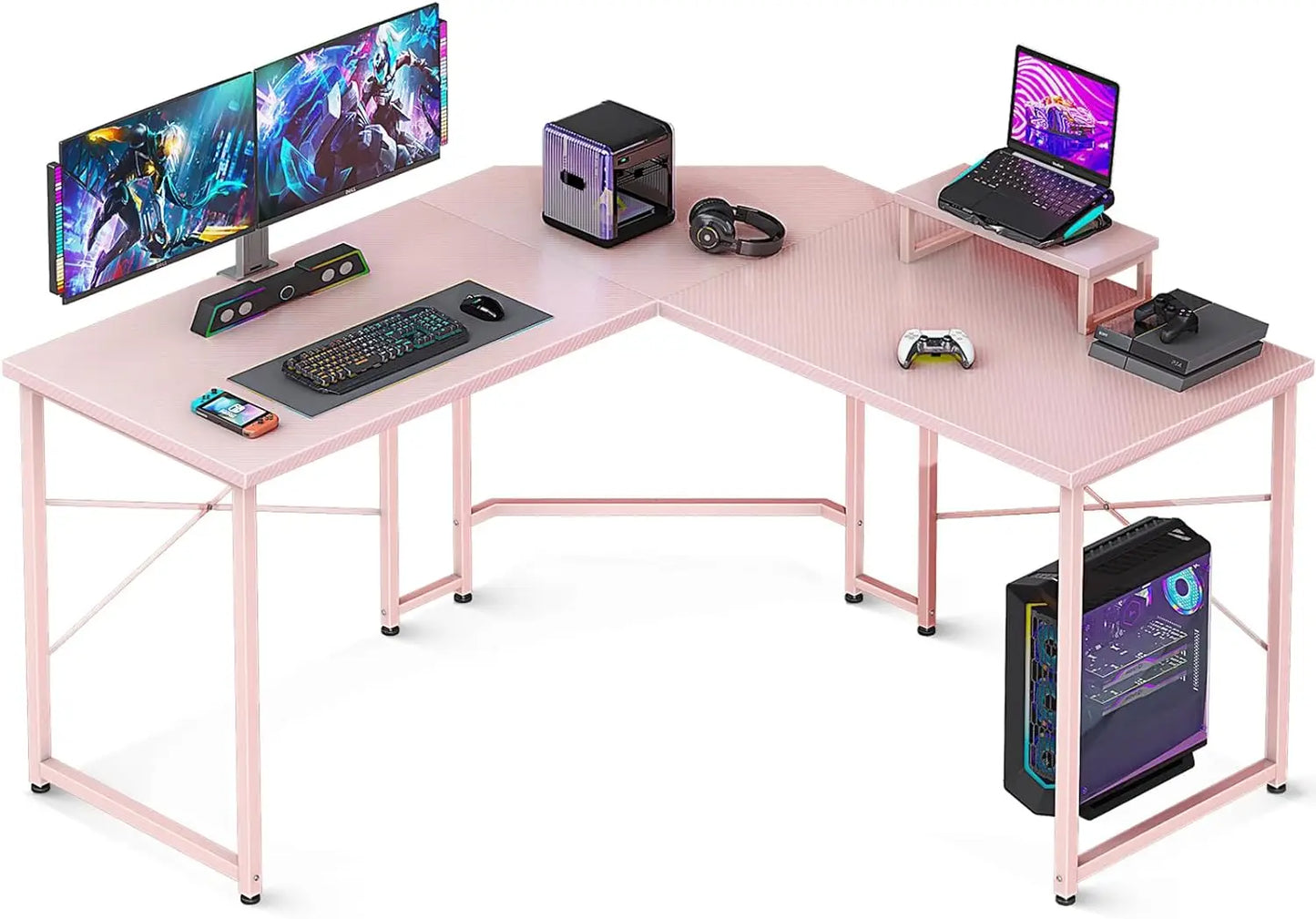 Vaxreen 51" L-Shaped Gaming Desk with Monitor Stand for Home Office