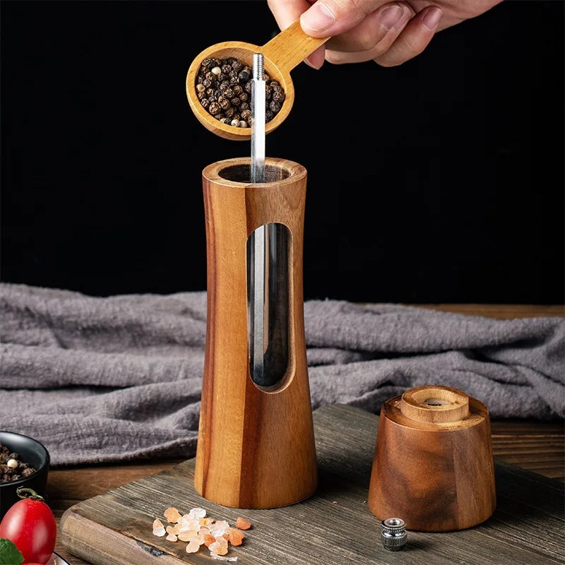 Vaxreen 8" Wooden Salt Pepper Grinder Set with Ceramic Core - Kitchen Essential