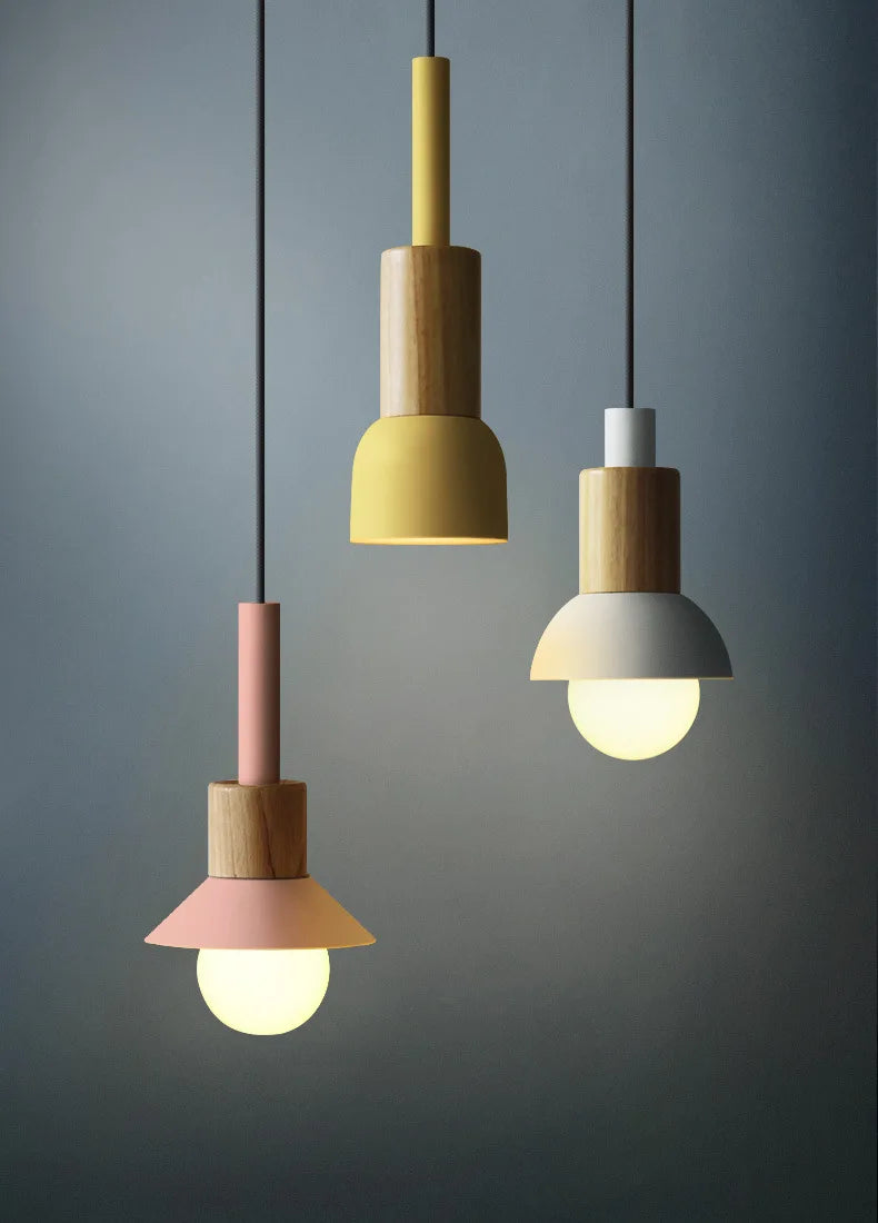 Vaxreen Nordic Wood Macaron Pendant Lights - Modern LED Hanging Lamps