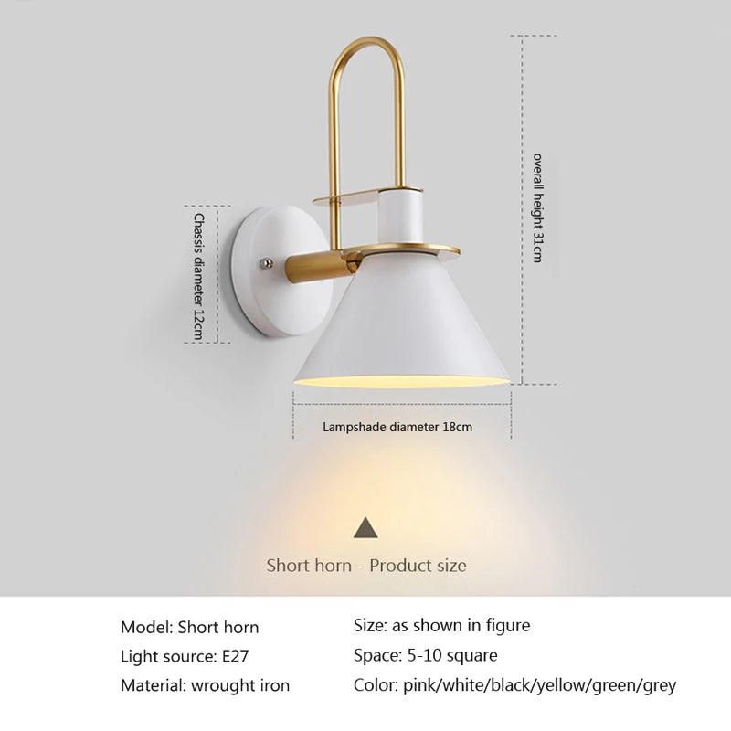Vaxreen Macaron Horn Wall Lamp: Modern Aesthetic Sconce for Home, Bar, and Restaurant