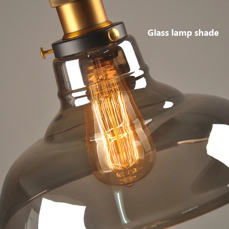 Vaxreen Smoke Grey Glass Pendant Light Loft Luminaire for Modern Home Decor