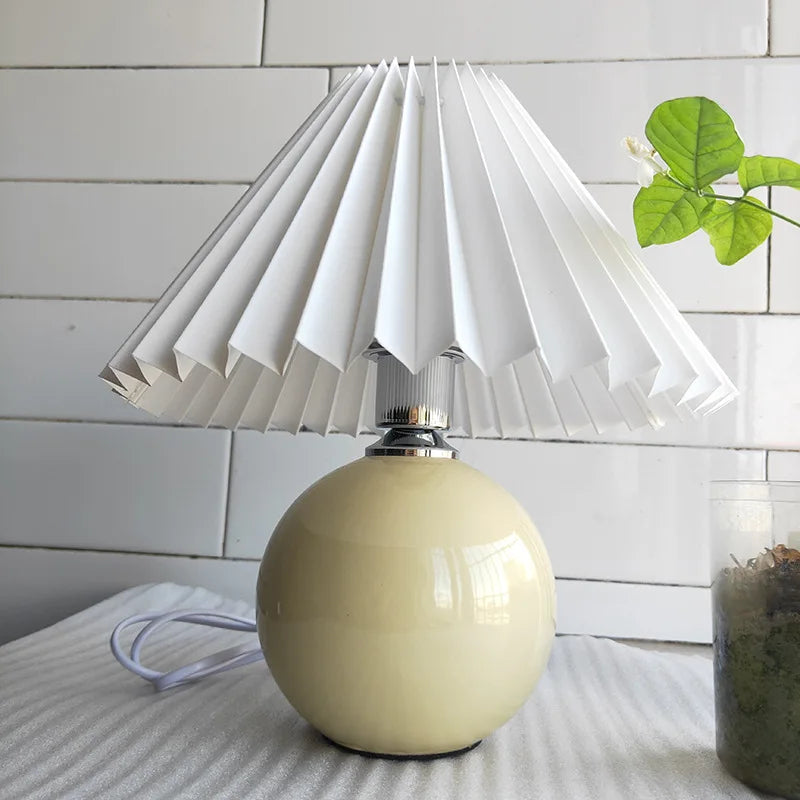 Vaxreen Japanese Style Table Lamp Shade Pleated Fabric Cover Anti-Glare Creative Desk Lamp