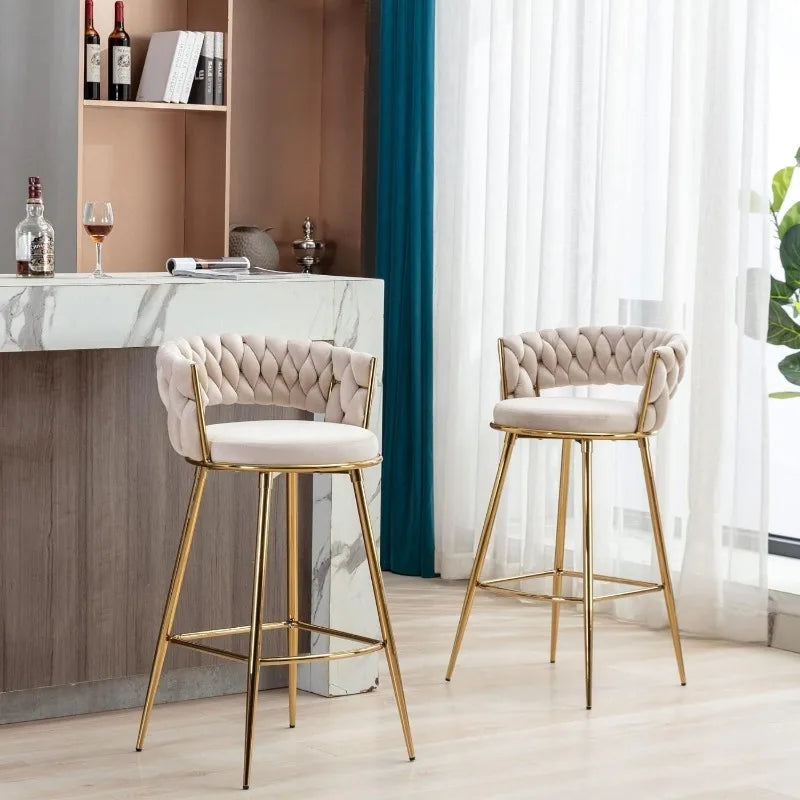 Vaxreen Velvet Swivel Barstools Set of 2, Adjustable Height, Modern Upholstered Design