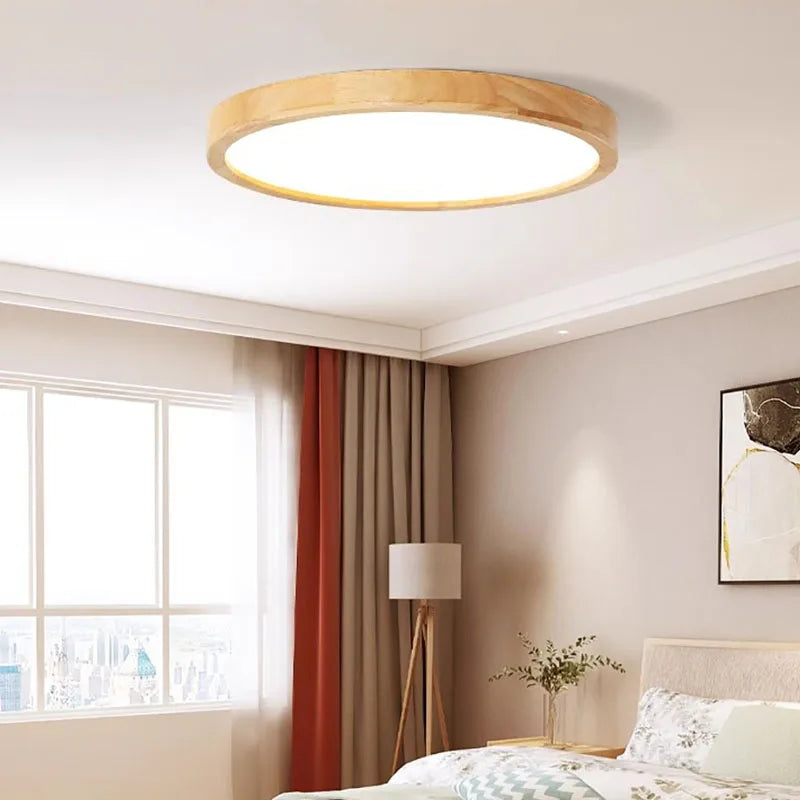 Vaxreen Nordic Wooden Ceiling Light Ultra-thin Modern Acrylic Lampshade for Living Room Bedroom