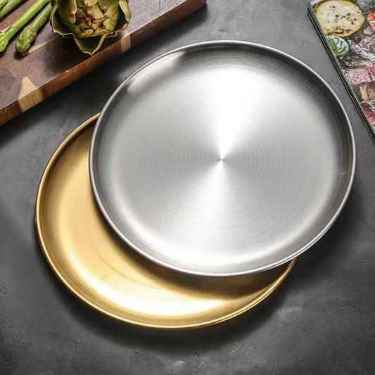 Vaxreen Stainless Steel Dinner Plates Set for Home Kitchen BBQ Tableware