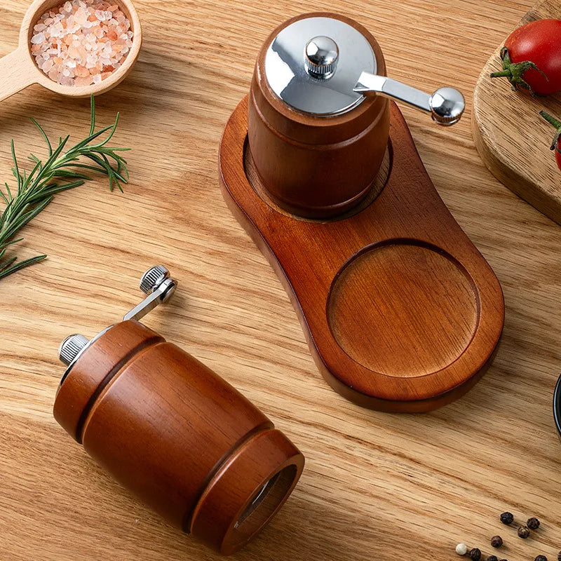 Vaxreen Barrel Shape Salt & Pepper Mills Set with Ceramic Core for BBQ Kitchen