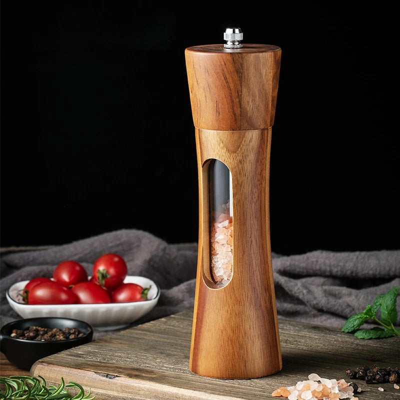 Vaxreen 8" Wooden Salt Pepper Grinder Set with Ceramic Core - Kitchen Essential