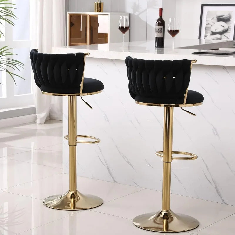 Vaxreen Modern Gold Swivel Barstools Set of 2, Adjustable Height with Backs