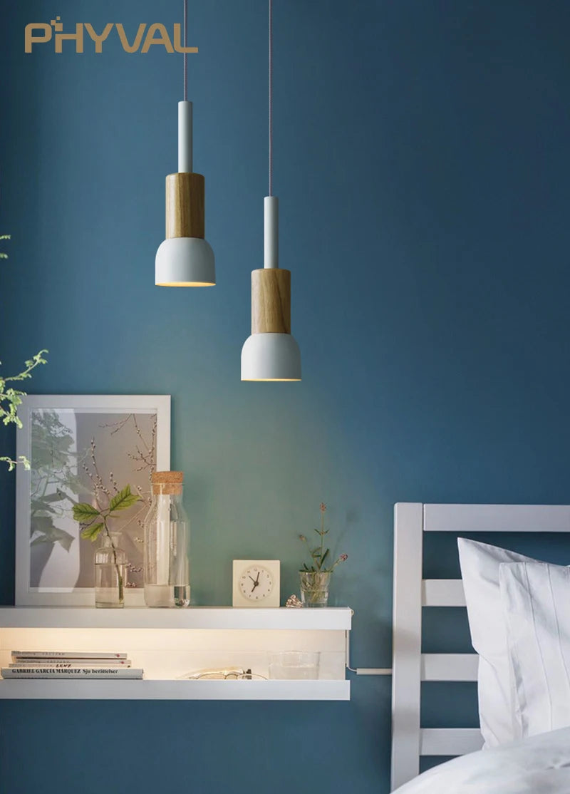 Vaxreen Nordic Wood Macaron Pendant Lights - Modern LED Hanging Lamps