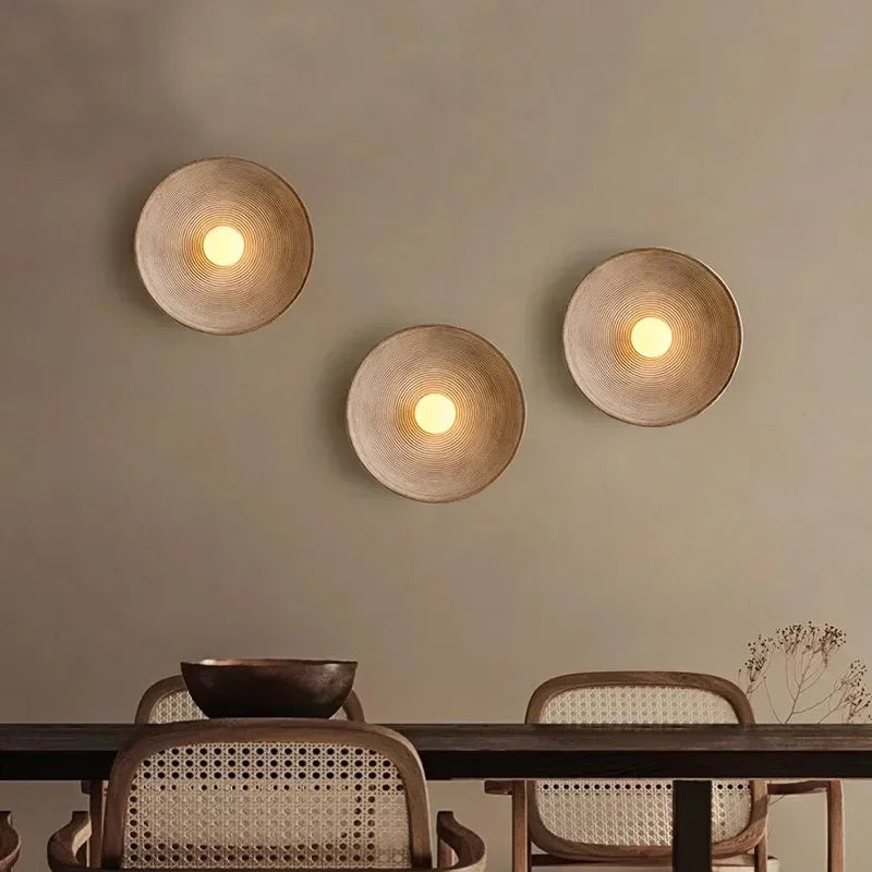 Vaxreen Round Resin LED Wall Lamps for Living Dining Bedroom Study Indoor Ambiance Fixtures