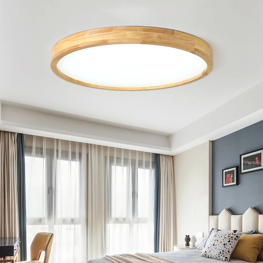 Vaxreen Nordic Wooden Ceiling Light Ultra-thin Modern Acrylic Lampshade for Living Room Bedroom
